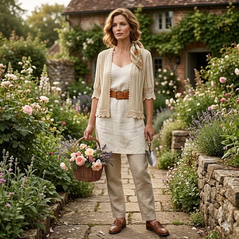 RALPH LAUREN Silk Crochet Cardigan Open Front Beige Womens L Cottagecore Boho